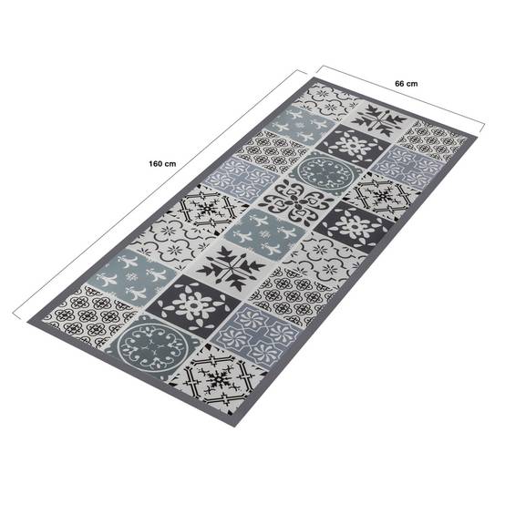 Tapis en vinyle effet carreaux de ciment noir et blanc 66 x 160 cm - Image 4