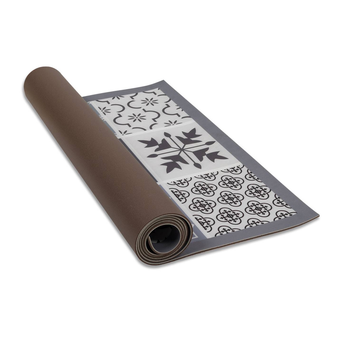 Tapis en vinyle effet carreaux de ciment noir et blanc 66 x 160 cm - Image 5