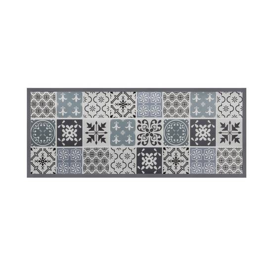 Tapis en vinyle effet carreaux de ciment noir et blanc 66 x 160 cm - Image 2