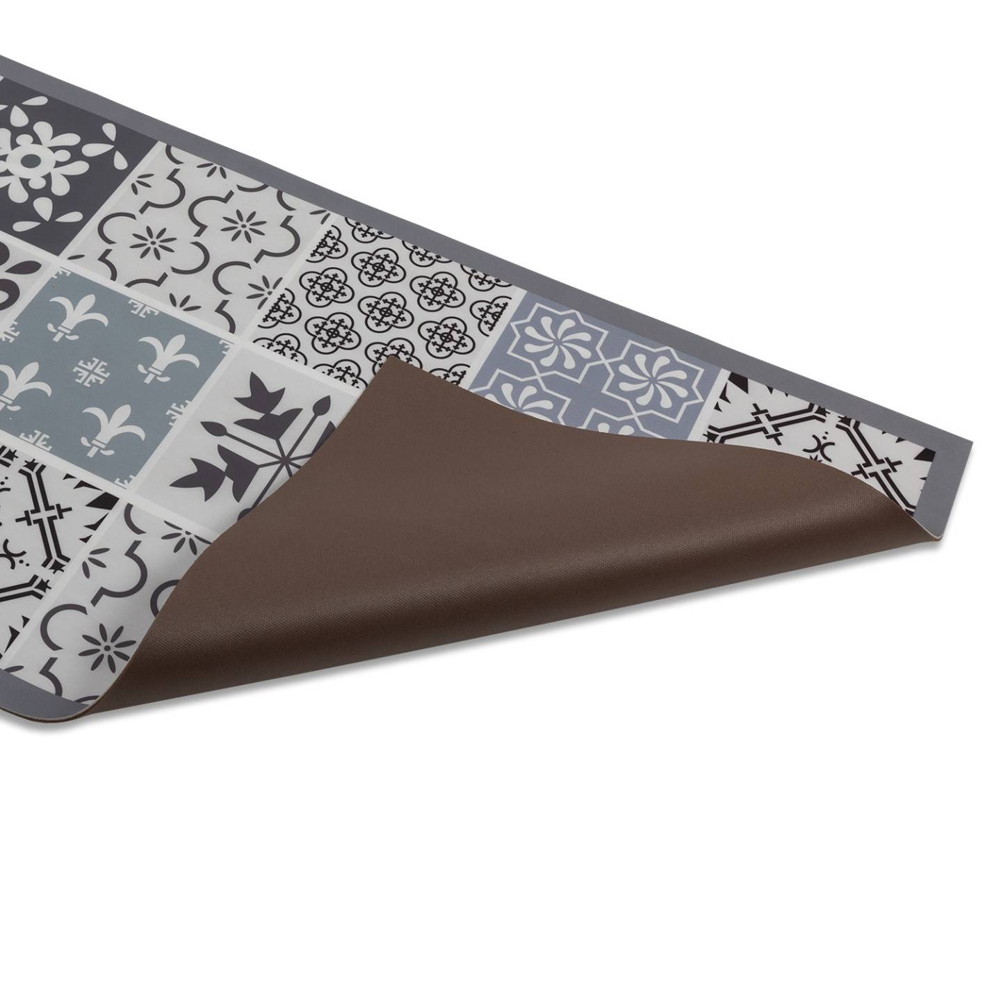 Tapis en vinyle effet carreaux de ciment noir et blanc 66 x 160 cm - Image 3