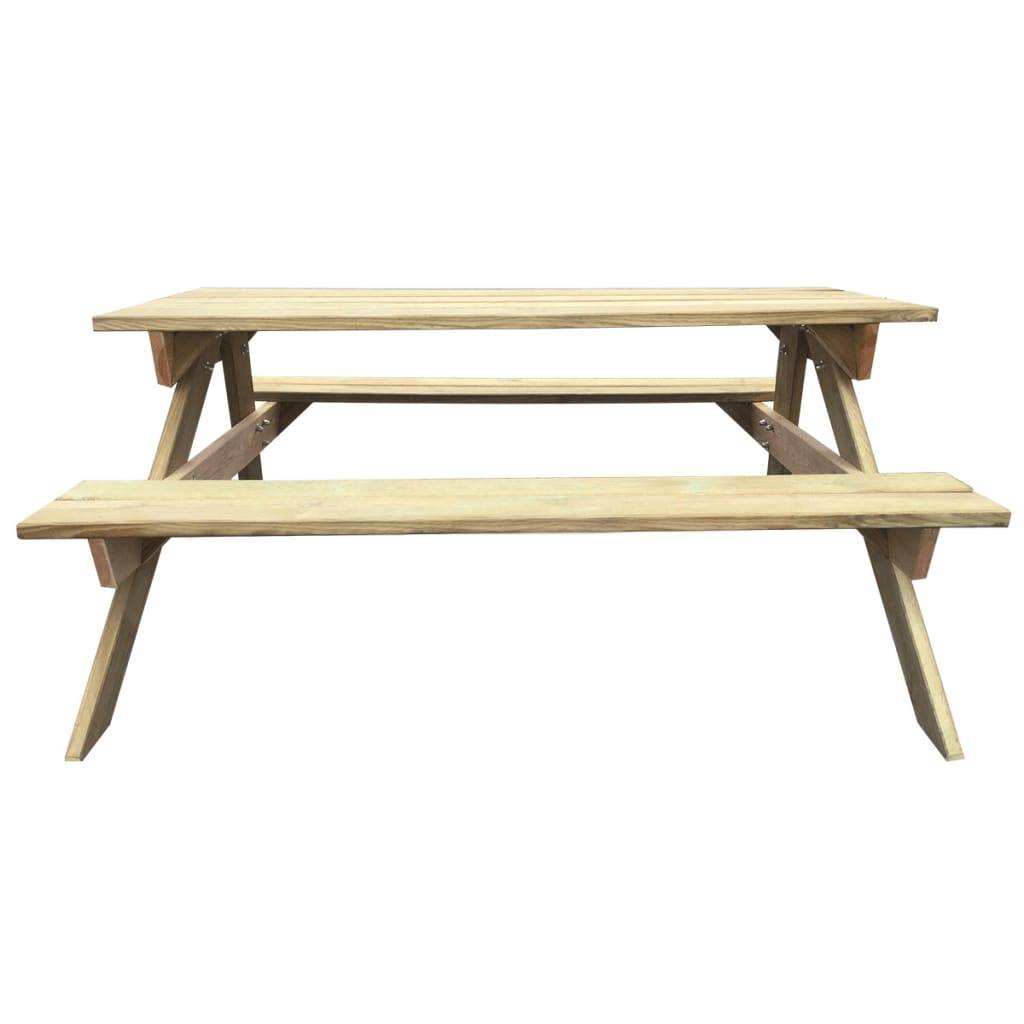 ComfortXL - Grande Table de Pique-Nique en Bois de Pin Traité Vert 150 cm avec Bancs Intégrés, Mobilier de Jardin Familial Robuste – ComfortXL Outdoor Living - Image 2