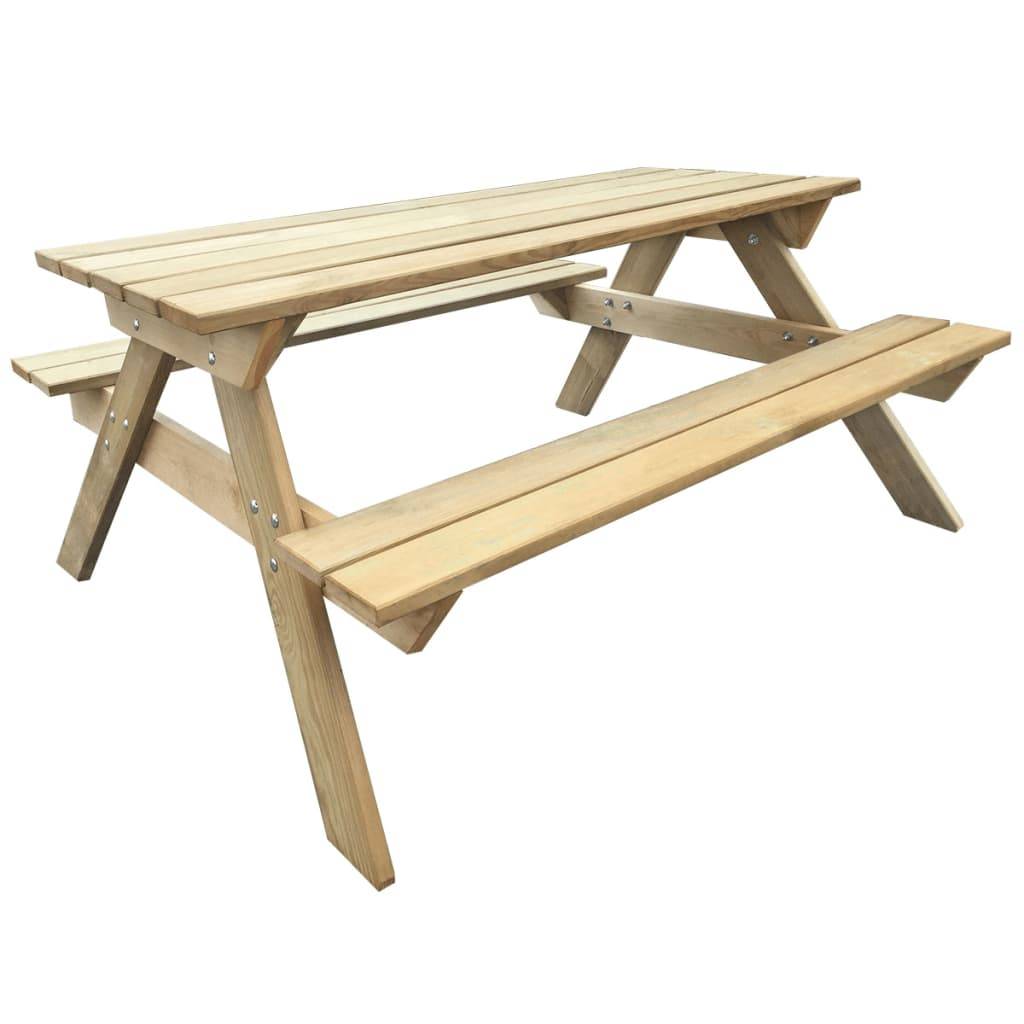 ComfortXL - Grande Table de Pique-Nique en Bois de Pin Traité Vert 150 cm avec Bancs Intégrés, Mobilier de Jardin Familial Robuste – ComfortXL Outdoor Living - Image 1