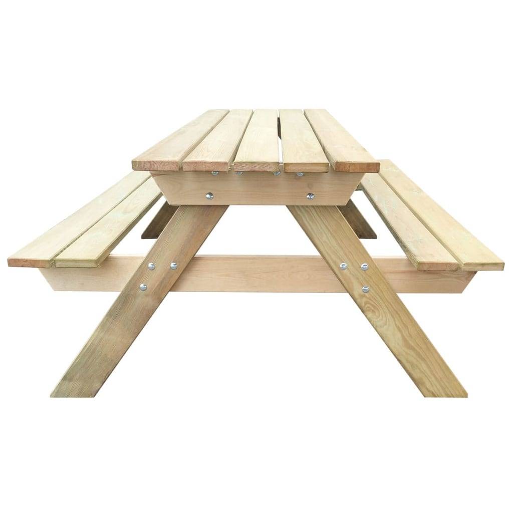 ComfortXL - Grande Table de Pique-Nique en Bois de Pin Traité Vert 150 cm avec Bancs Intégrés, Mobilier de Jardin Familial Robuste – ComfortXL Outdoor Living - Image 3