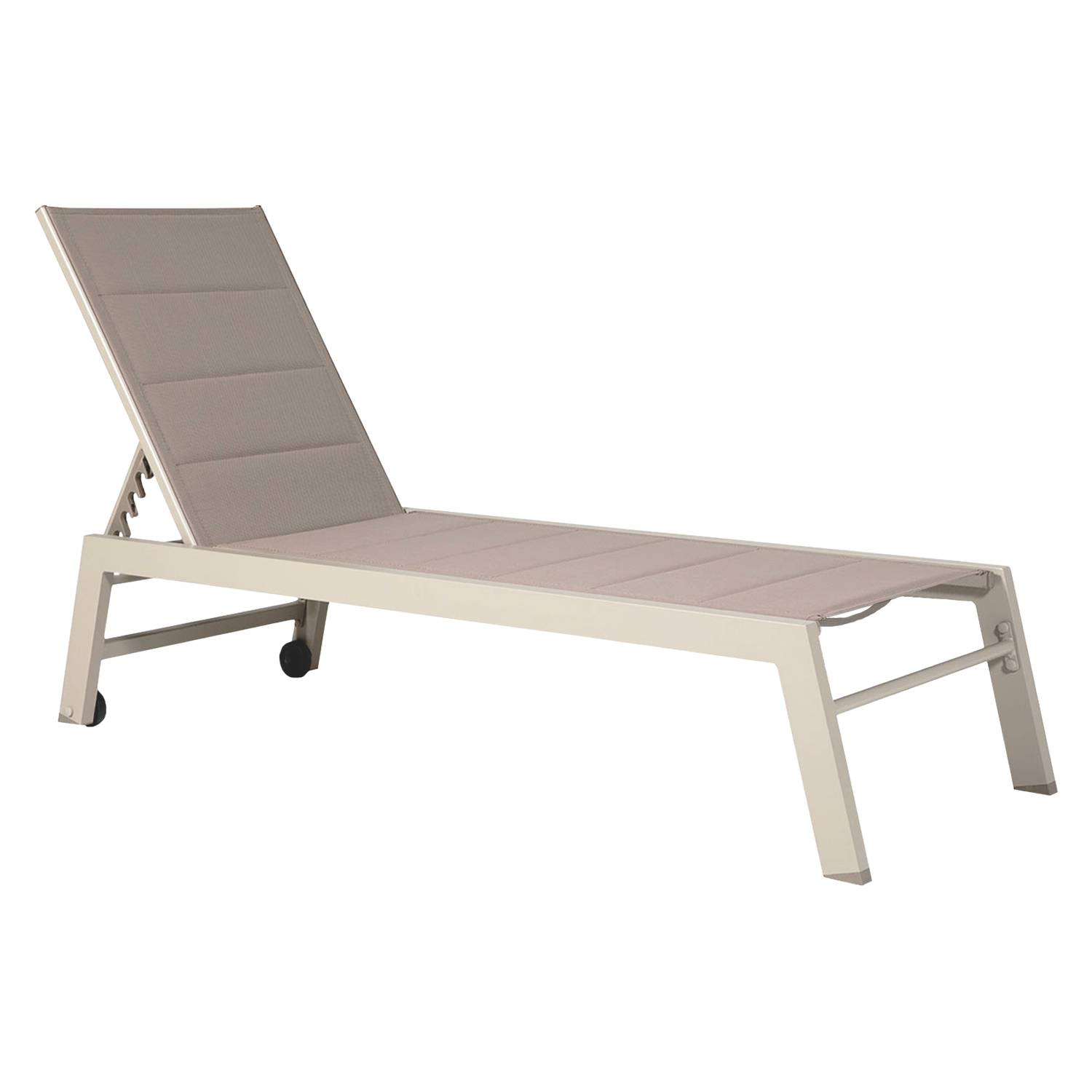 Lot de 2 bains de soleil BARBADOS en textilène taupe - aluminium taupe - HAPPY GARDEN - Imagen 3