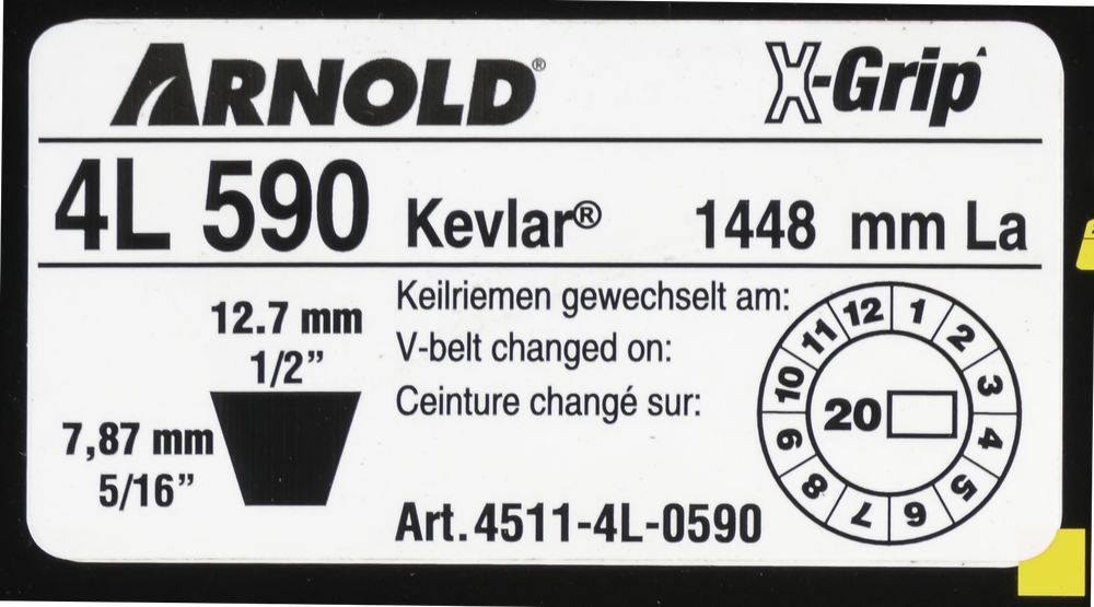 Arnold - Courroie trapézoïdale X-Grip V de type 4L590 Arnold - Imagen 2