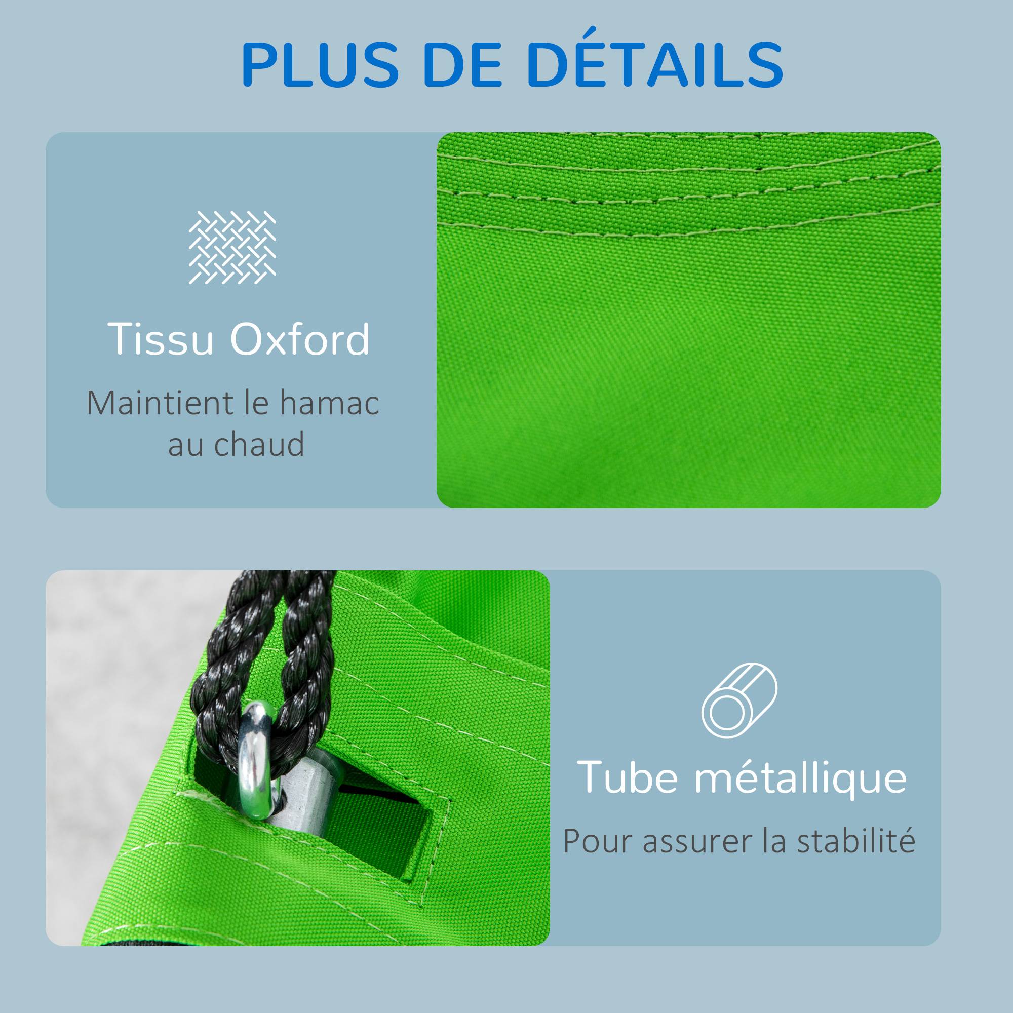 Outsunny - Balançoire nid d'oiseau ronde balançoire panier Ø 1 x 1,8H m - tente amovible, 4 anneaux - métal époxy Oxford haute densité bleu vert - Outsunny - Imagen 7