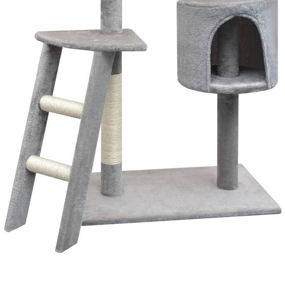 Grand arbre à chat 150 cm avec hamac griffoir sisal et échelle Gris – ComfortXL Pet Living - Image 3