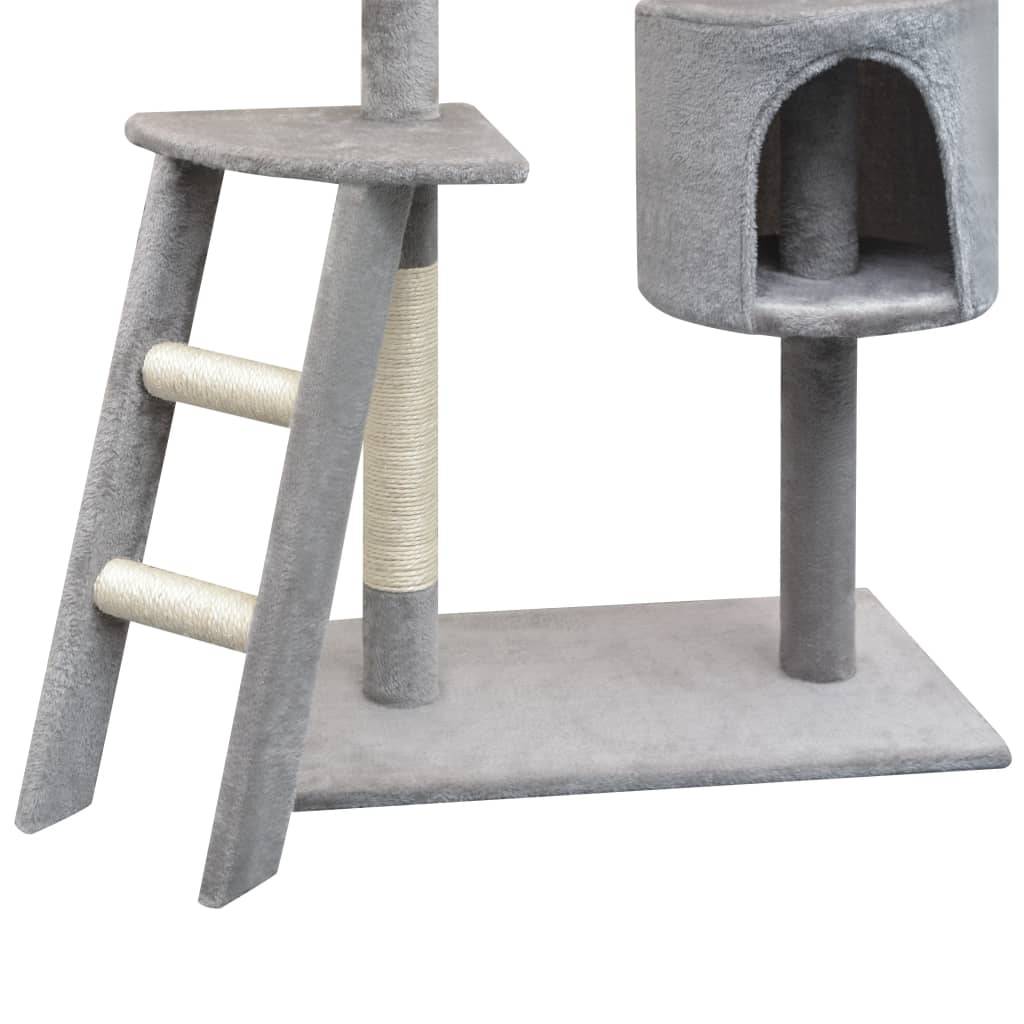 Grand arbre à chat 150 cm avec hamac griffoir sisal et échelle Gris – ComfortXL Pet Living - Image 3
