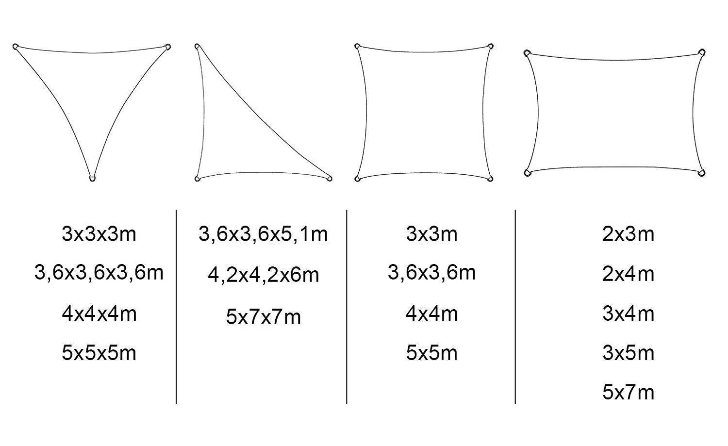 Helloshop26 - Voile d'ombrage auvent de protection solaire PES résistant à l'eau pour voile d'ombrage pare-soleil pour jardin extérieur 2x3m gris - Imagen 3