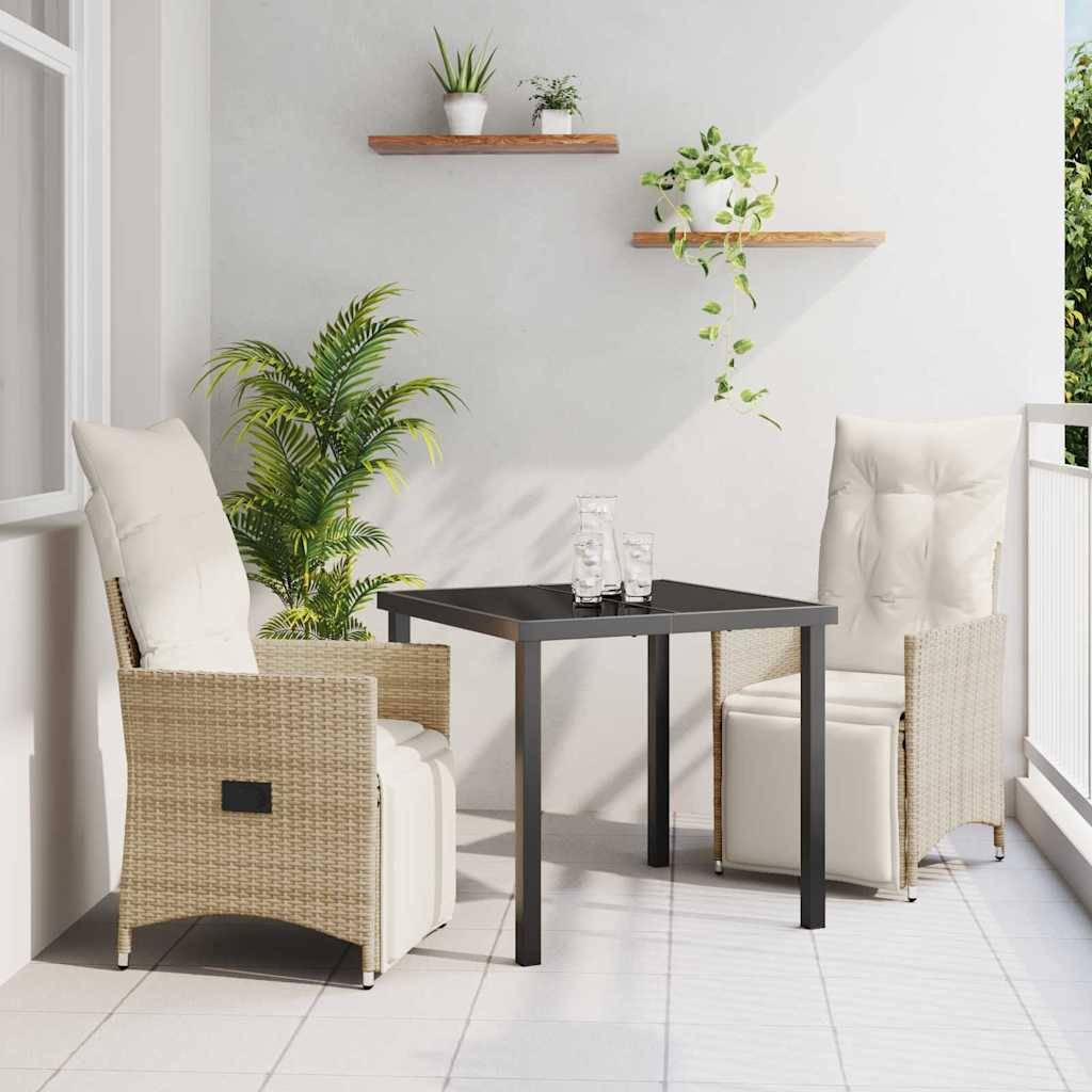 Petit Salon de Jardin 3 Pièces Beige Polyrotin Fauteuils Inclinables pour Balcon – ComfortXL Outdoor Living