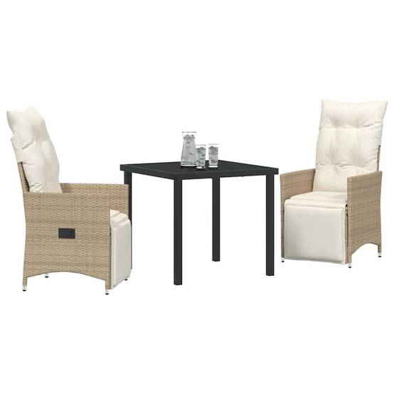 ComfortXL - Petit Salon de Jardin 3 Pièces Beige Polyrotin Fauteuils Inclinables pour Balcon – ComfortXL Outdoor Living - Image 3