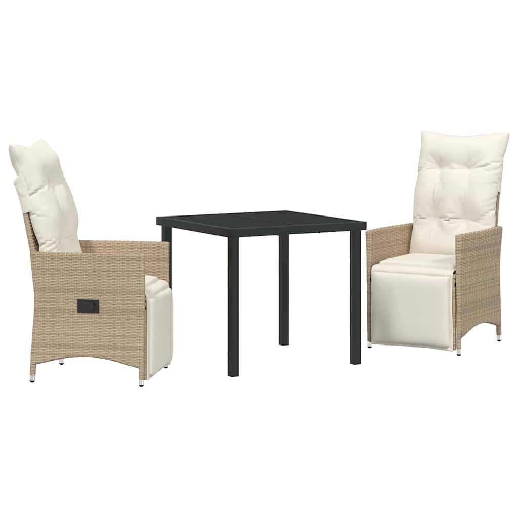 ComfortXL - Petit Salon de Jardin 3 Pièces Beige Polyrotin Fauteuils Inclinables pour Balcon – ComfortXL Outdoor Living - Image 2