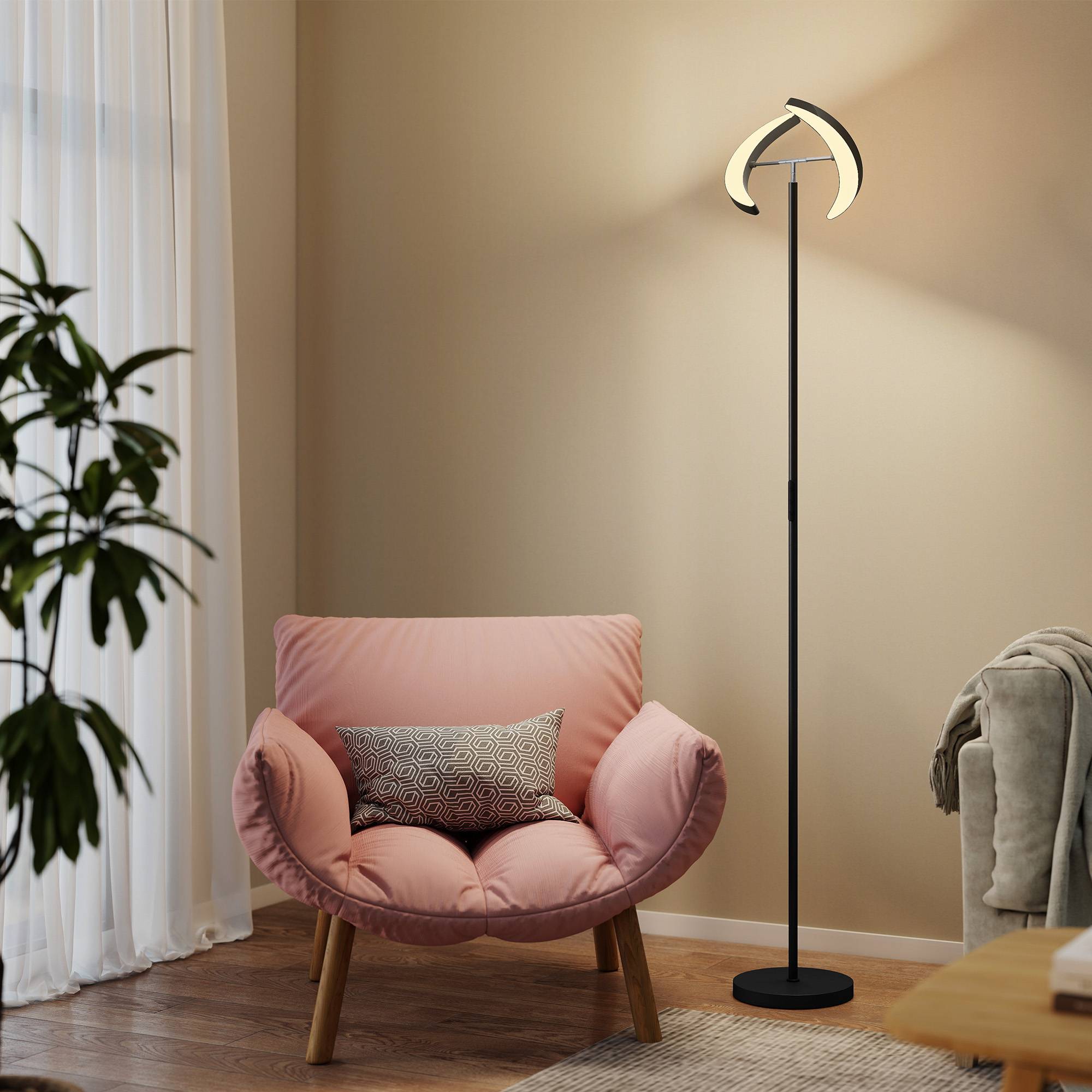 Lampadaire RGB, lampe à intensité variable avec options d'éclairage multicolores, orientable, noir - Image 3