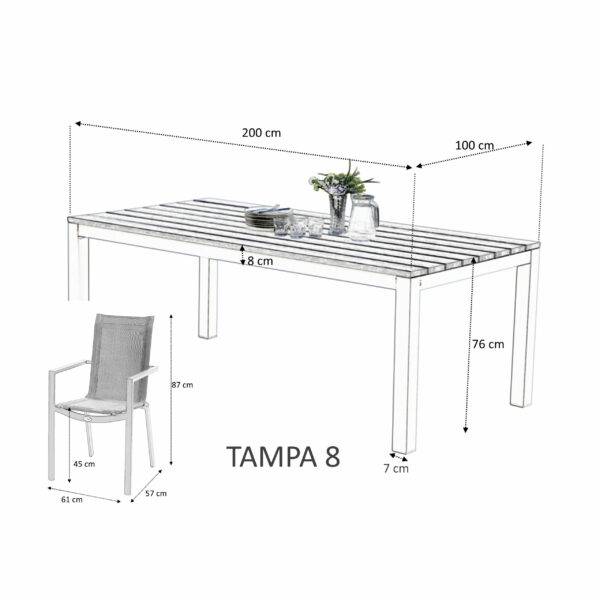 Wilsa Garden - Table de jardin aluminium 8 places décor bois fixe TAMPA - Imagen 6