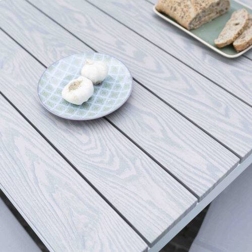 Wilsa Garden - Table de jardin aluminium 8 places décor bois fixe TAMPA - Imagen 5