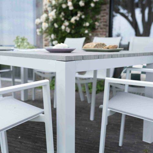 Wilsa Garden - Table de jardin aluminium 8 places décor bois fixe TAMPA - Imagen 4
