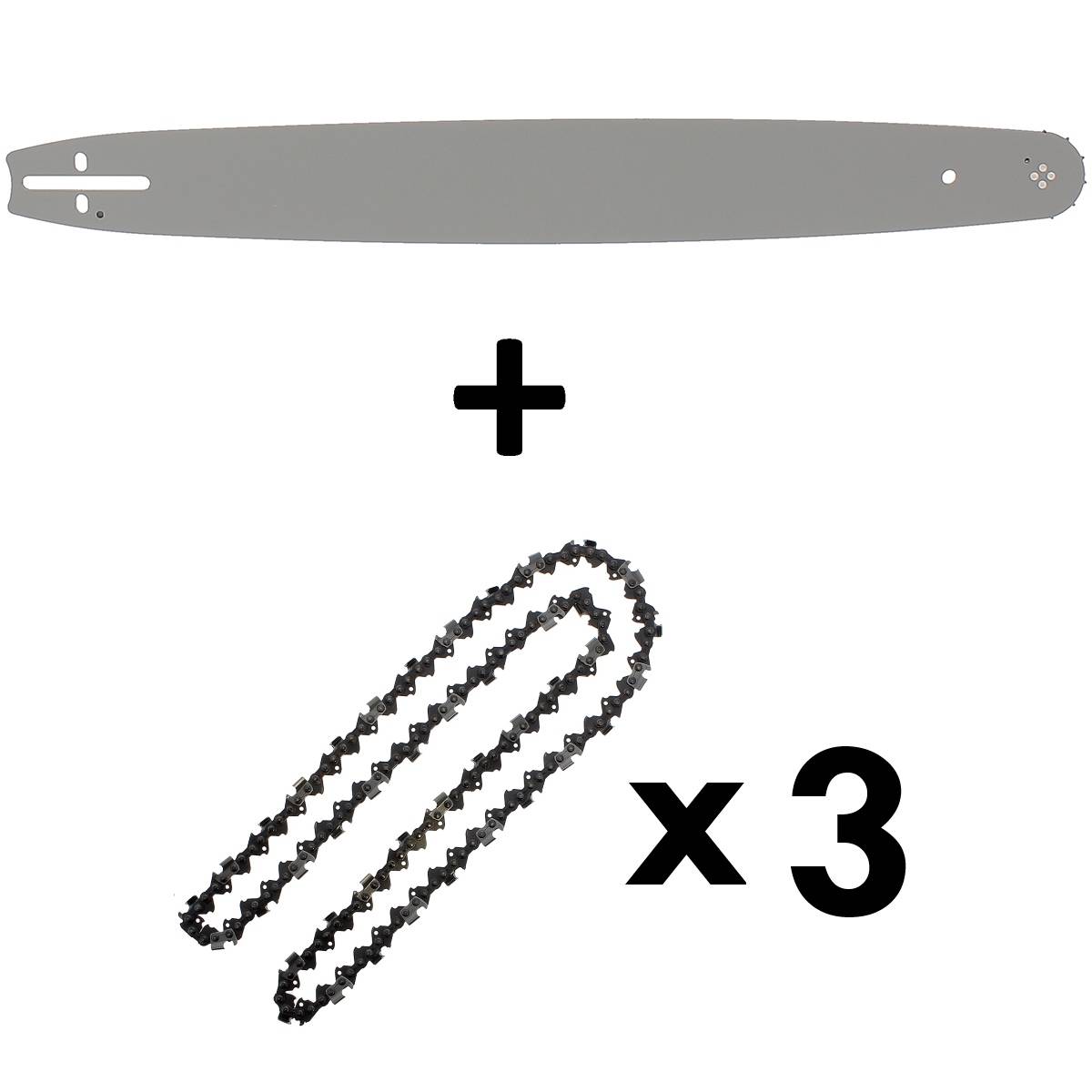 Gt Garden - Guide 22 pouces (55 cm) avec lot de 3 chaînes 85 maillons pour tronçonneuse - GT GARDEN - Imagen 1