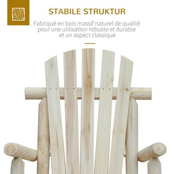 Fauteuil à bascule bois naturel 66 x 96 x 98 cm - PANGIVO - Image 7