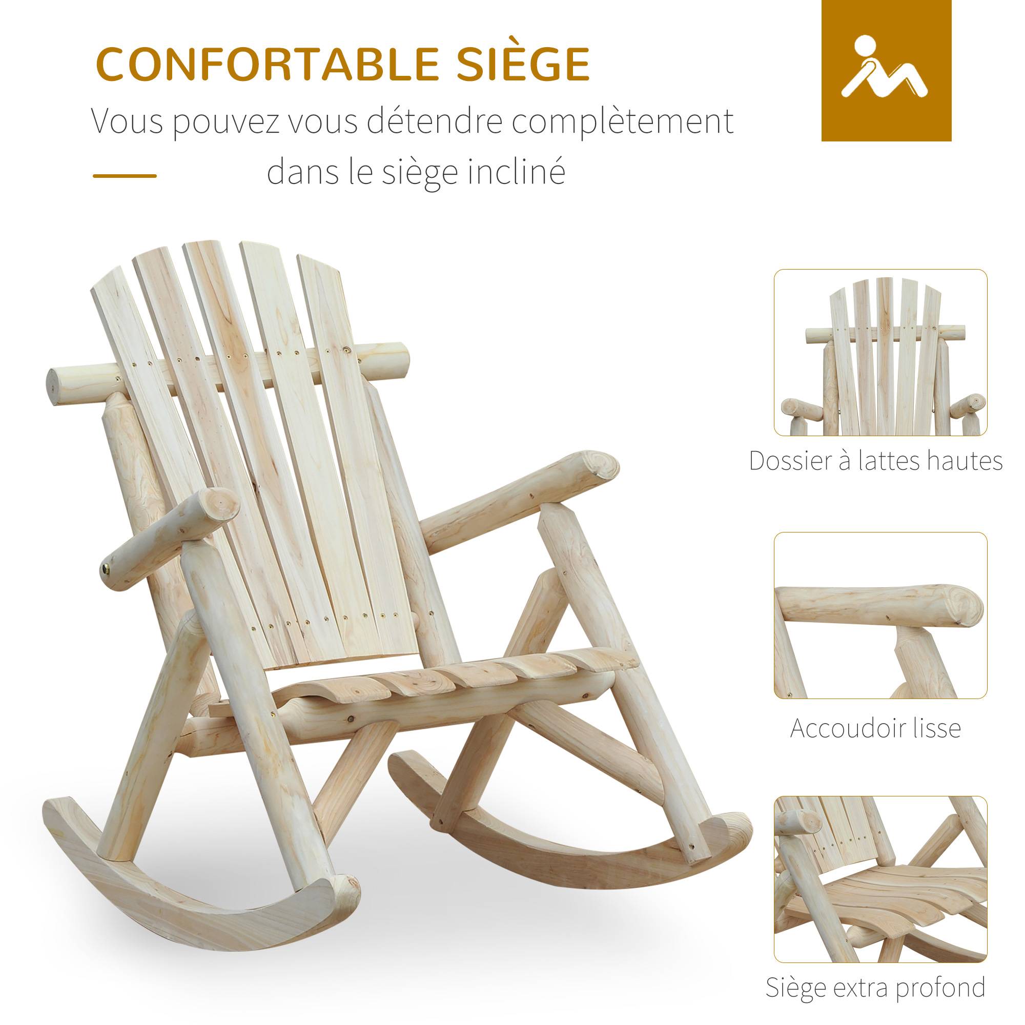 Fauteuil à bascule bois naturel 66 x 96 x 98 cm - PANGIVO - Image 8