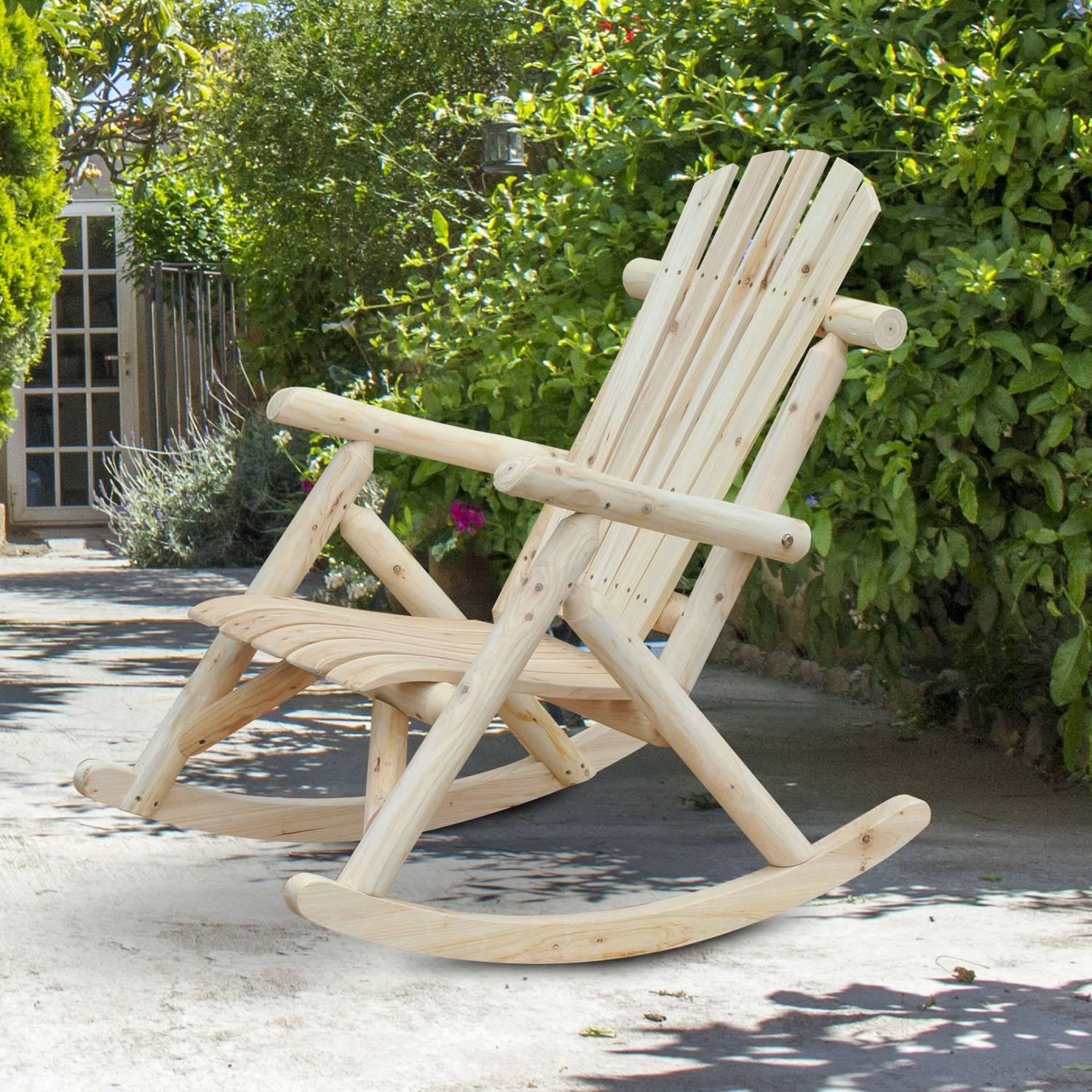Fauteuil à bascule bois naturel 66 x 96 x 98 cm - PANGIVO - Image 3