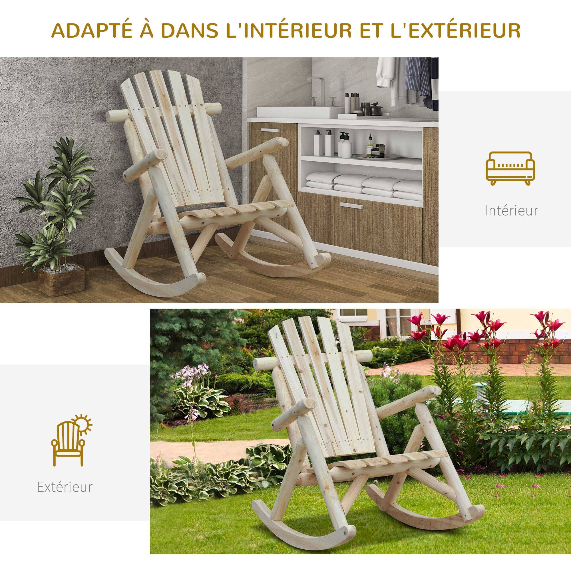Fauteuil à bascule bois naturel 66 x 96 x 98 cm - PANGIVO - Image 9