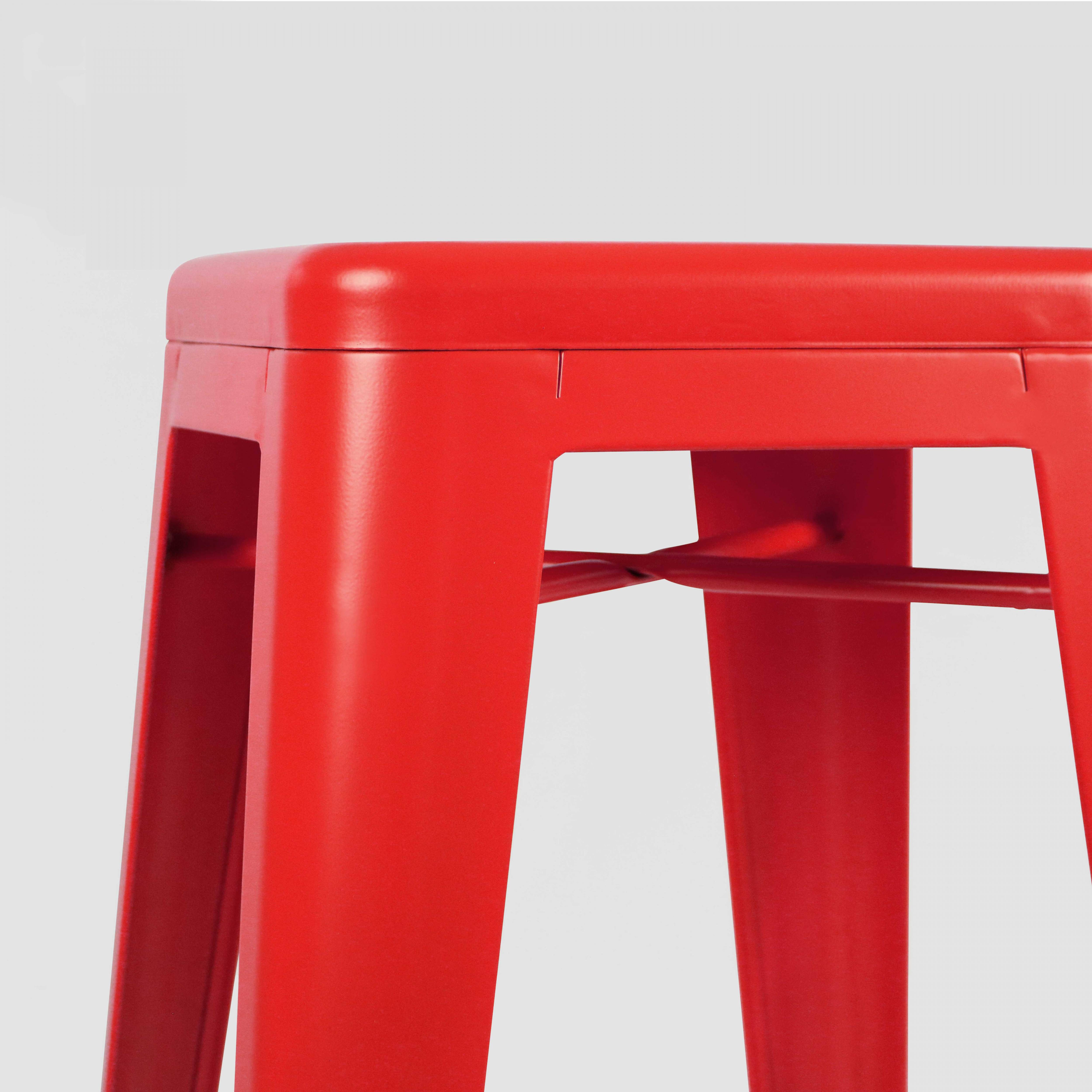 Oviala - Lot de 4 tabourets de bar en acier rouge mat Indus - Oviala - Imagen 5