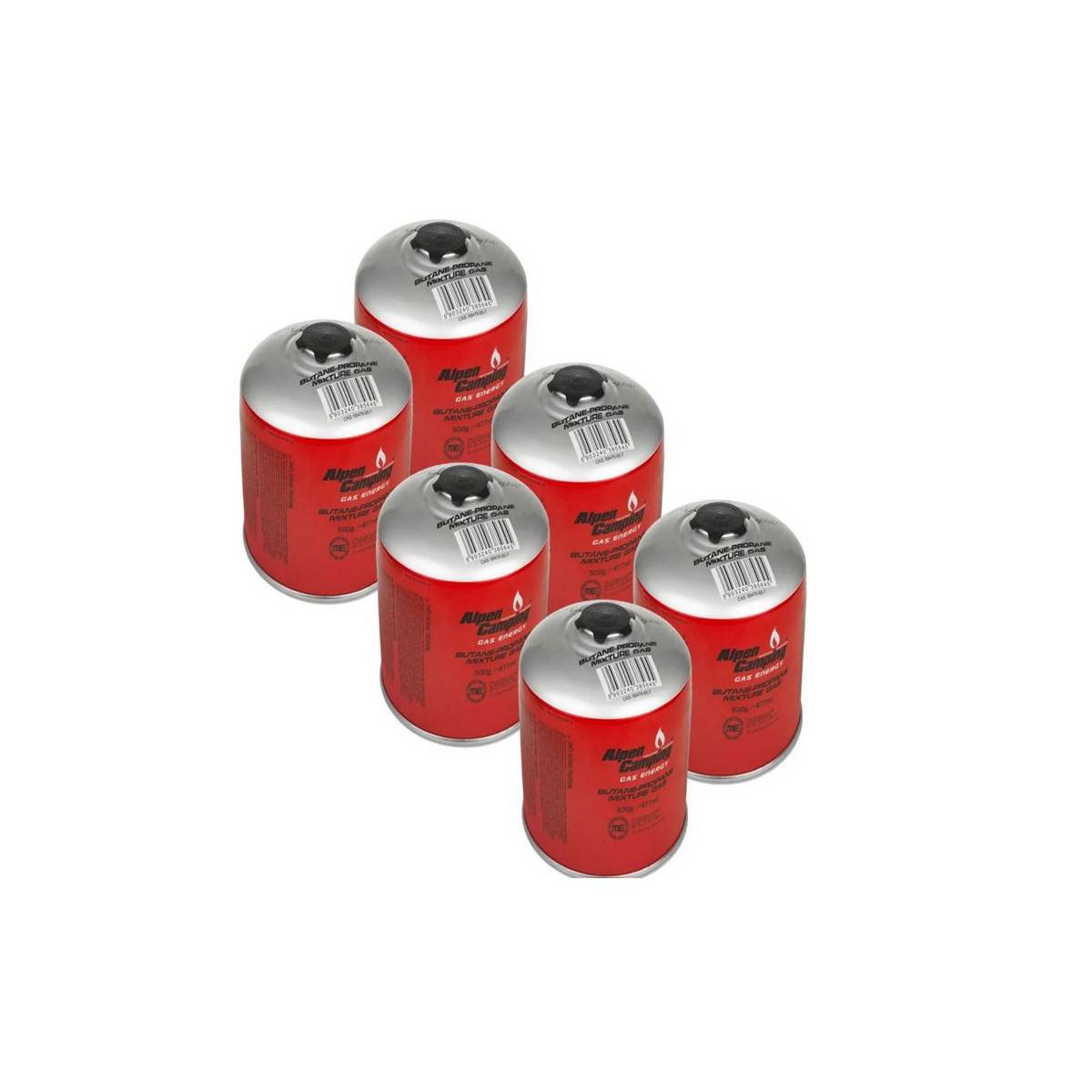 Pack de 6 Cartouches de gaz 500gr Butane/Propane MIX Gaz camping Appareils à gaz ALPENTECH - Imagen 1