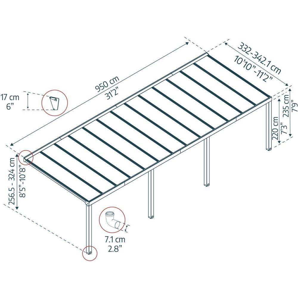 Canopia - Canopia Pergola Stockholm 3,4X9,5 Grise - Imagen 3