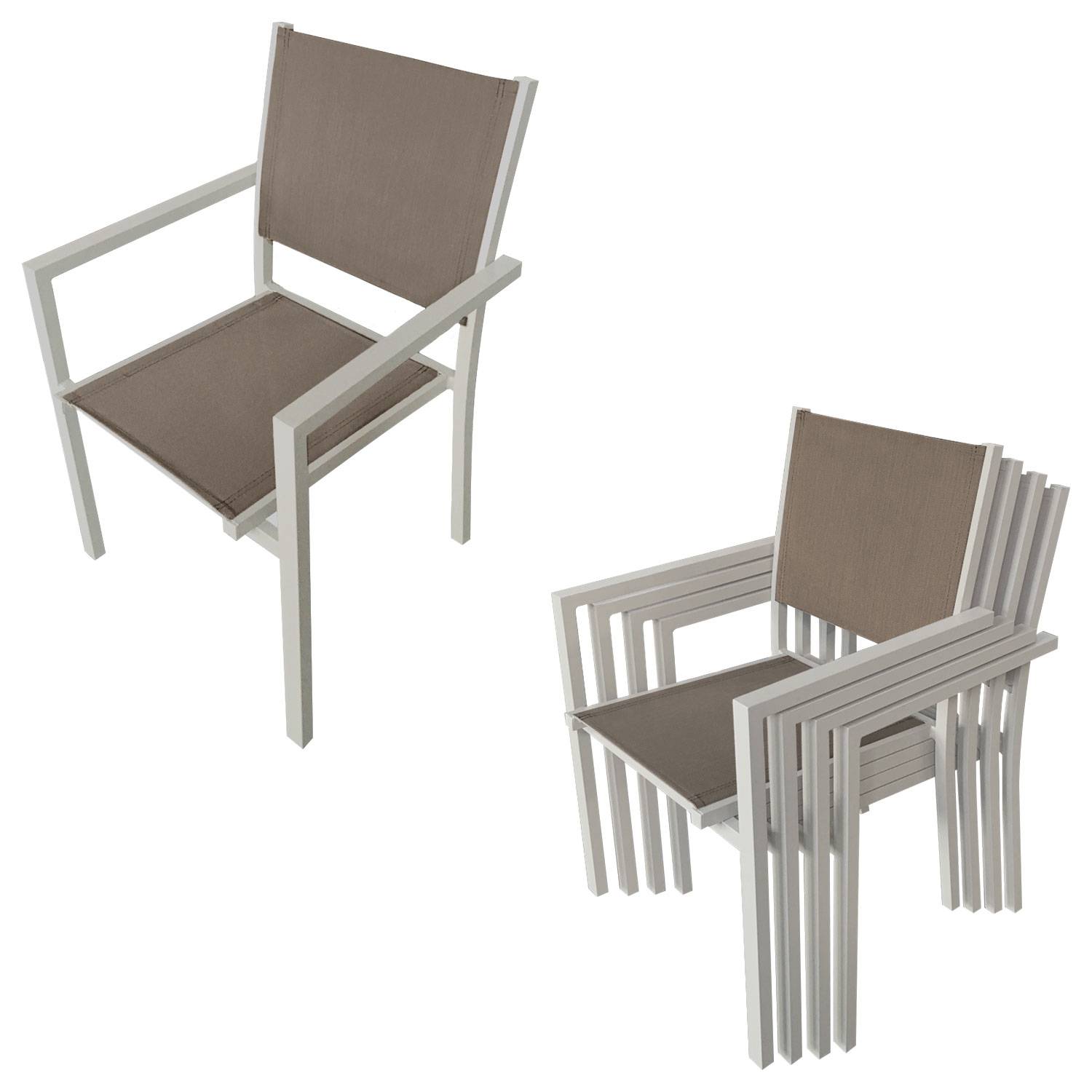 Happy Garden - Salon de jardin CAGLIARI en textilène taupe 8 places - aluminium taupe - HAPPY GARDEN - Imagen 2