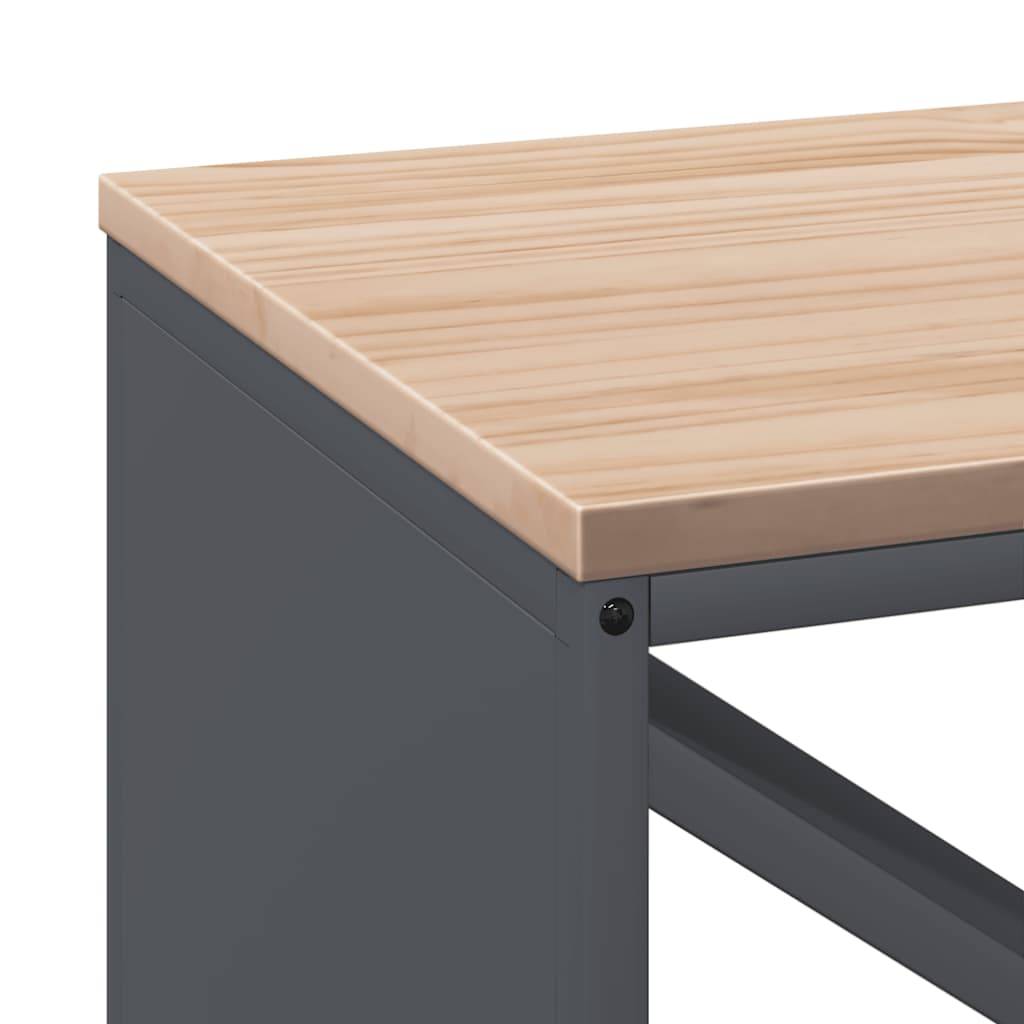 Range-bûches banc en acier et bois Stockage multifonction 100cm Anthracite - ComfortXL Outdoor Living - Image 8