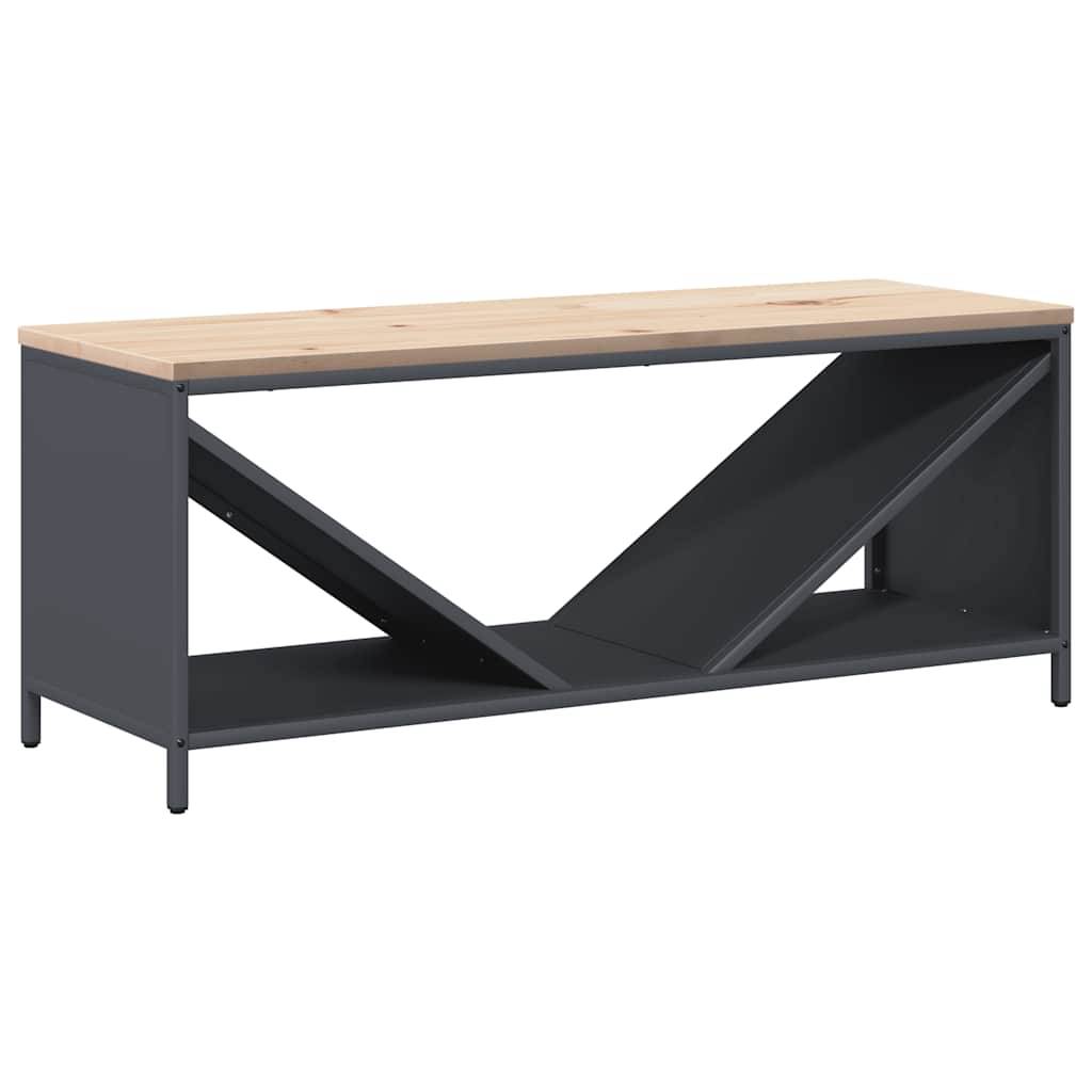 Range-bûches banc en acier et bois Stockage multifonction 100cm Anthracite - ComfortXL Outdoor Living - Image 2