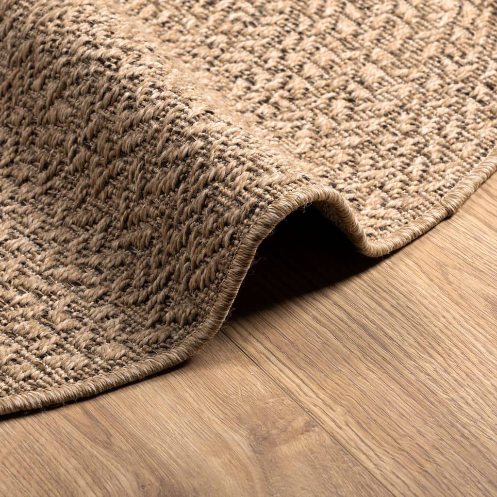 Tapis Rond Extérieur en Polypropylène Aspect Jute Naturel pour Terrasse et Jardin Brun 120 cm – ComfortXL Outdoor Living - Image 6