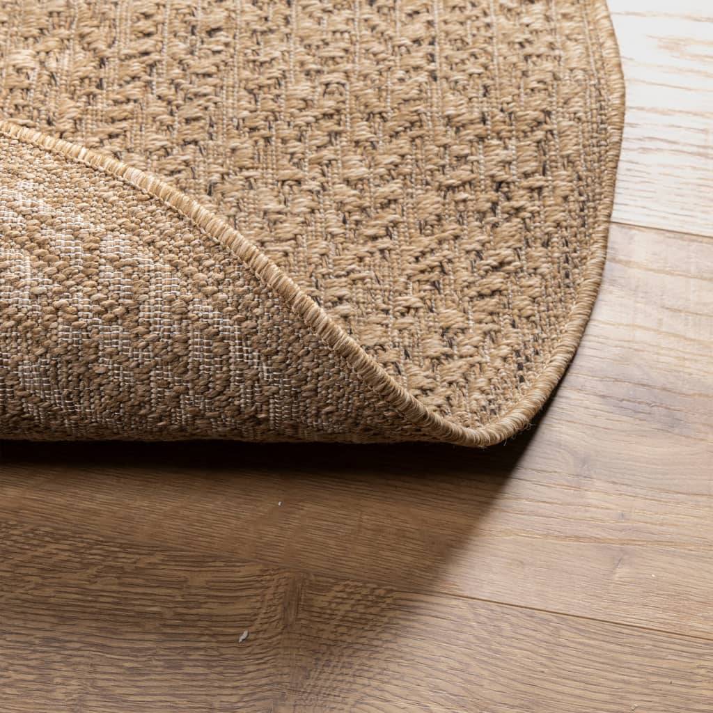 Tapis Rond Extérieur en Polypropylène Aspect Jute Naturel pour Terrasse et Jardin Brun 120 cm – ComfortXL Outdoor Living - Image 7