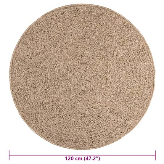 Tapis Rond Extérieur en Polypropylène Aspect Jute Naturel pour Terrasse et Jardin Brun 120 cm – ComfortXL Outdoor Living - Image 9