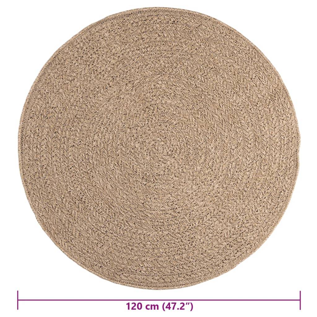 Tapis Rond Extérieur en Polypropylène Aspect Jute Naturel pour Terrasse et Jardin Brun 120 cm – ComfortXL Outdoor Living - Image 9