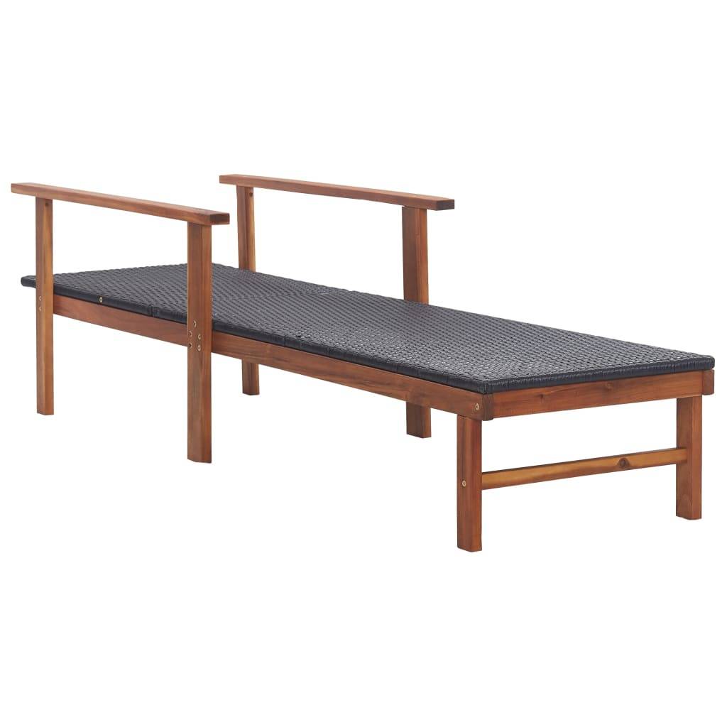 Vidaxl - Chaise longue Résine tressée et bois d'acacia massif Noir vidaXL 48706 - Image 8