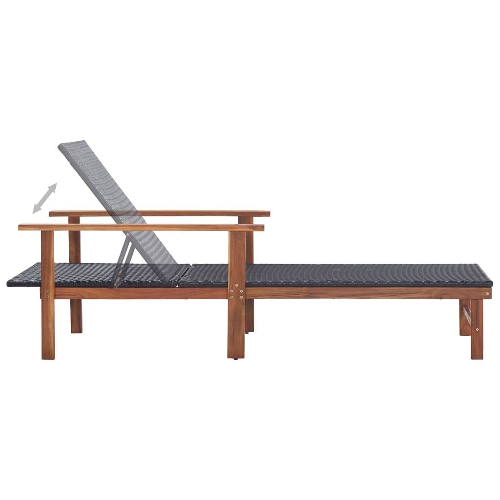 Vidaxl - Chaise longue Résine tressée et bois d'acacia massif Noir vidaXL 48706 - Image 6
