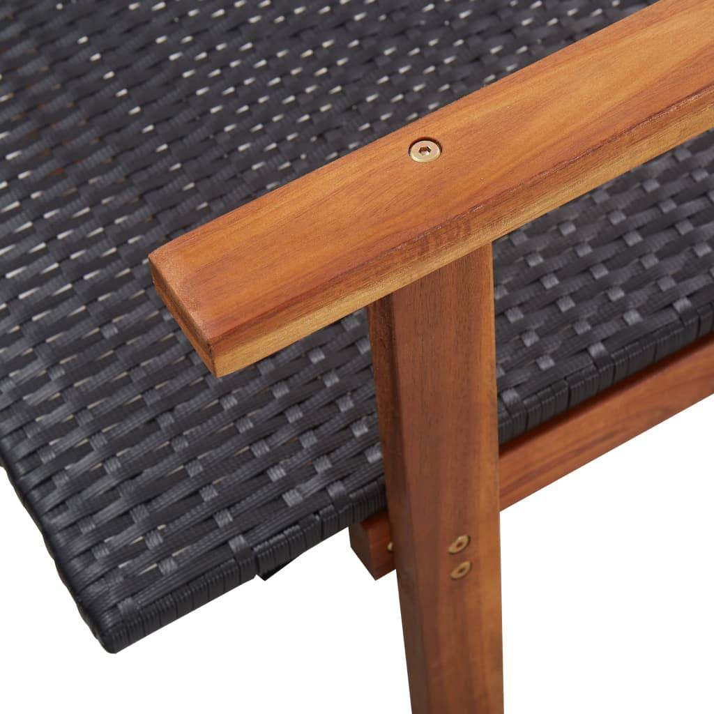 Vidaxl - Chaise longue Résine tressée et bois d'acacia massif Noir vidaXL 48706 - Image 4