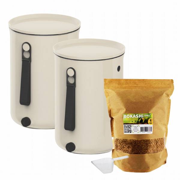 Ferme Du Moutta - Lot de 2 Bokashi Organko 2 Blanc (9,6L) + 1 kg d'Activateur EM-1 - Imagen 1