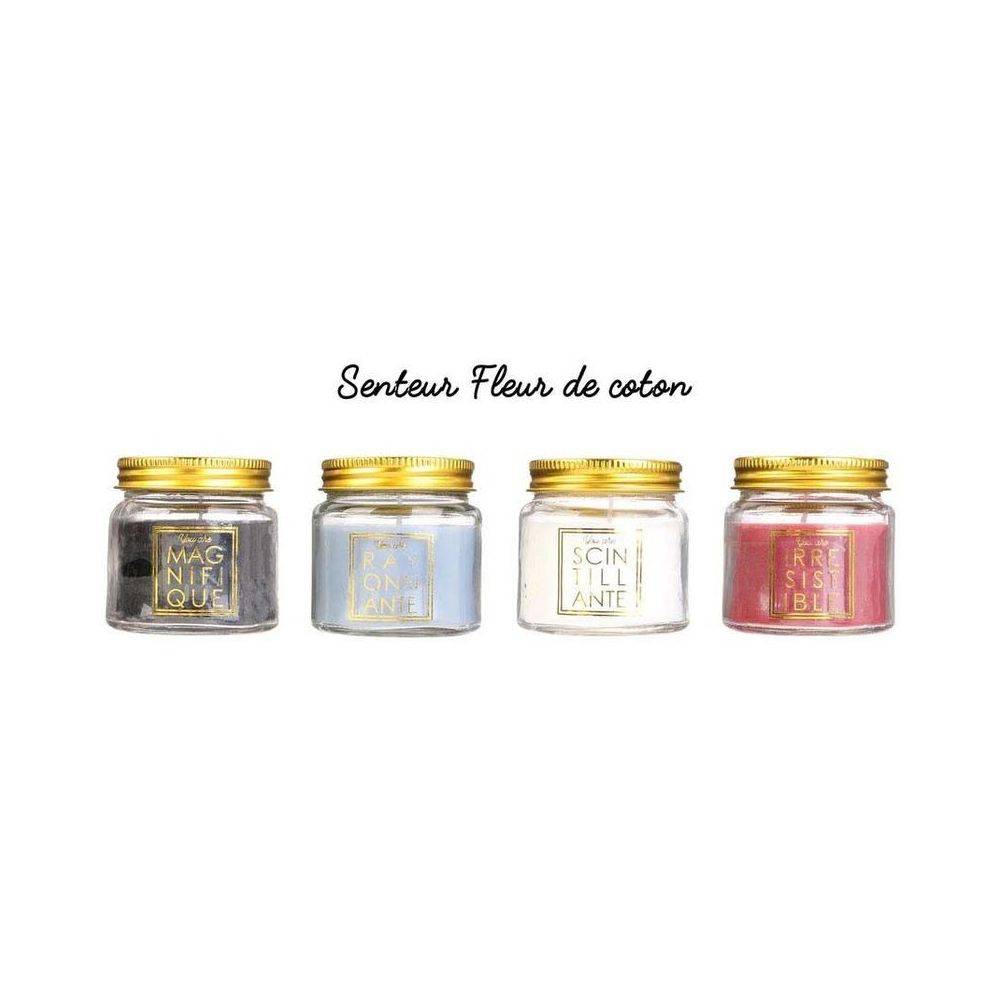 The Home Deco Factory - Bougie en pot message scintillant senteur fleur de coton (Lot de 3) - Imagen 4