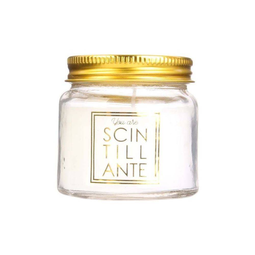 The Home Deco Factory - Bougie en pot message scintillant senteur fleur de coton (Lot de 3) - Imagen 3