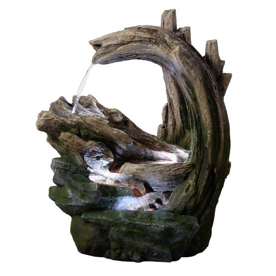 Fontaine jardin extérieure ruisseau forêt LED, 82cm, Gris, Teamson Home - Image 1