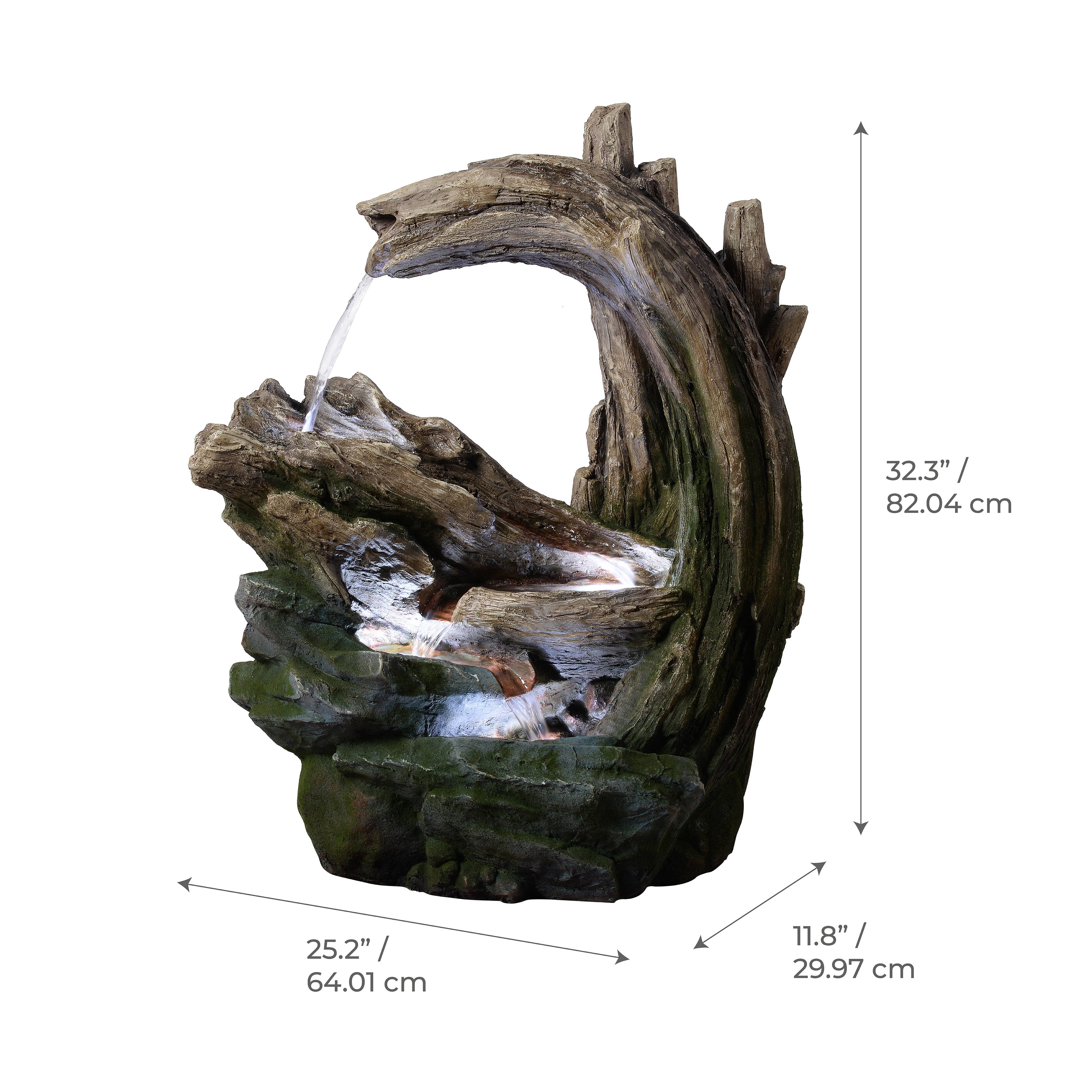 Fontaine jardin extérieure ruisseau forêt LED, 82cm, Gris, Teamson Home - Image 3