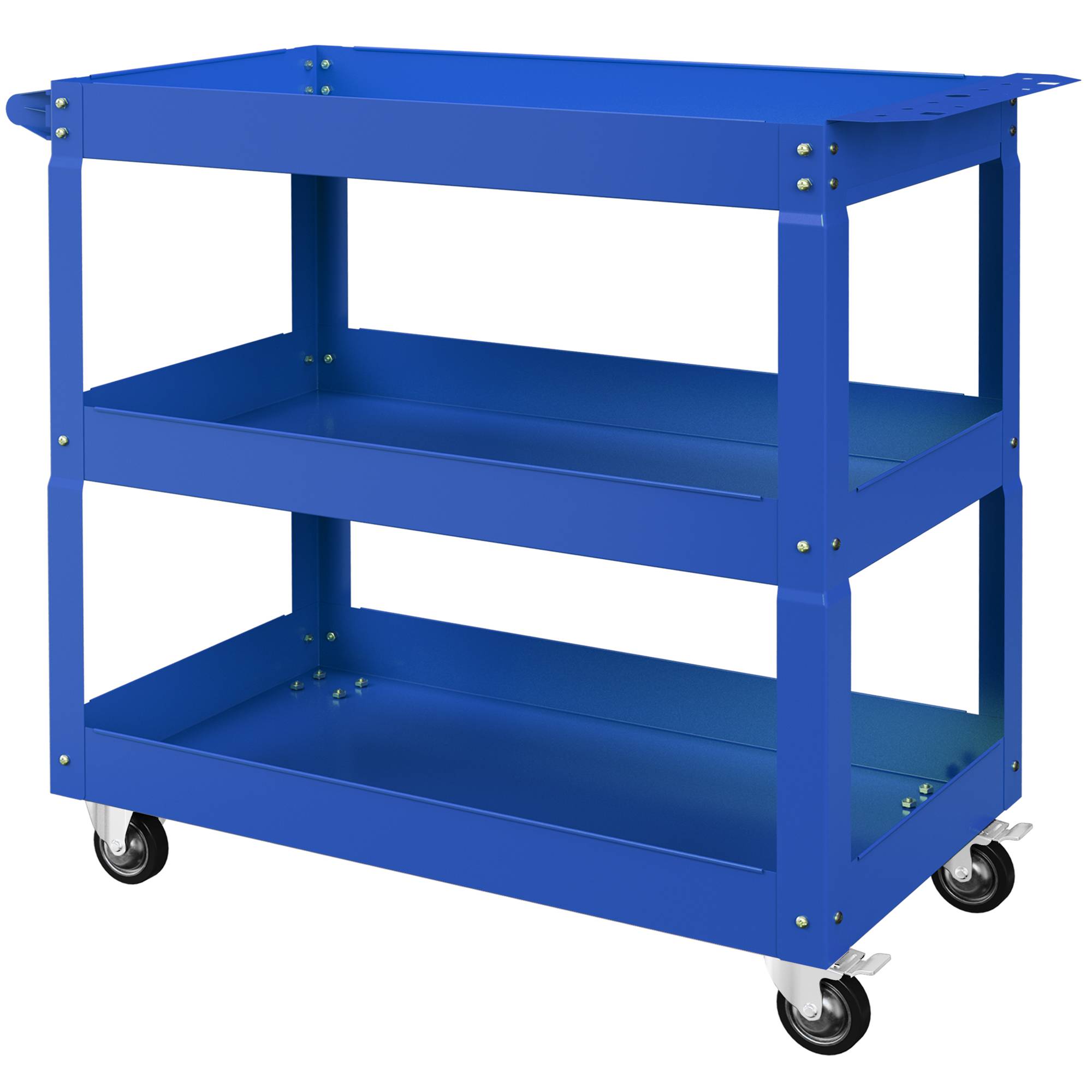 Sans Marque - Chariot à outils à 3 niveaux, 4 roues, Acier, 83 L x 35,3 P x 76 H cm, Bleu - Image 2