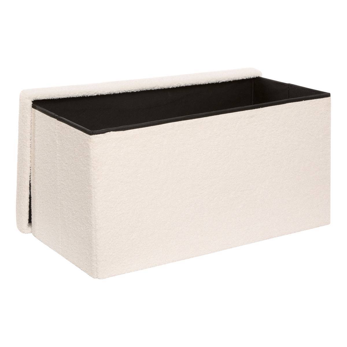 Atmosphera - Pouf Pliable Coffre Jaiko en Bouclette Blanc 76x38cm - Atmosphera Créateur d'intérieur - Image 3
