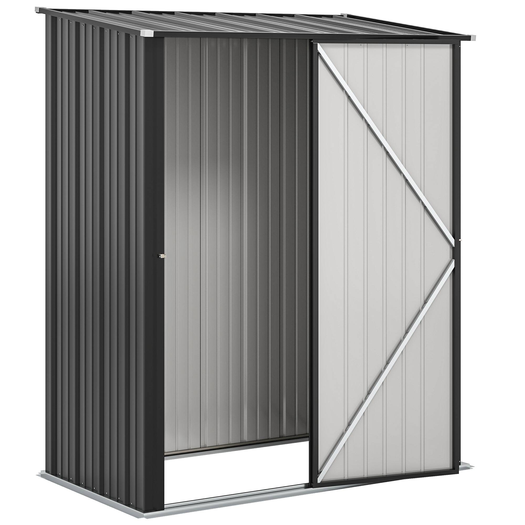 Abri de jardin remise outils porte verrouillable étagères incluses 161,5x94,5x196 cm noir abri extérieur sécurisé jardin - Image 2