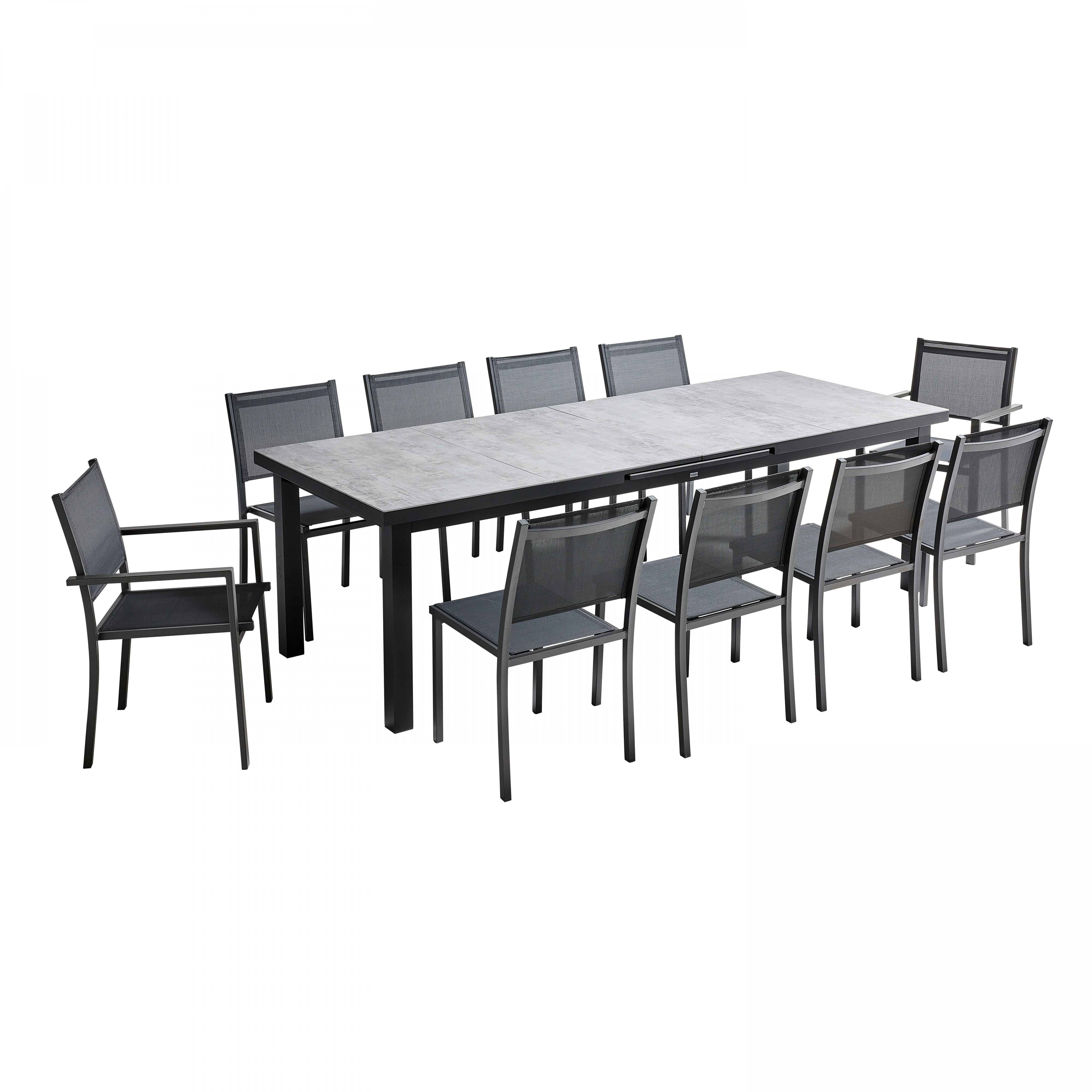 Oviala - Ensemble table de jardin avec 8 chaises et 2 fauteuils béton Melbourne - Oviala - Imagen 4
