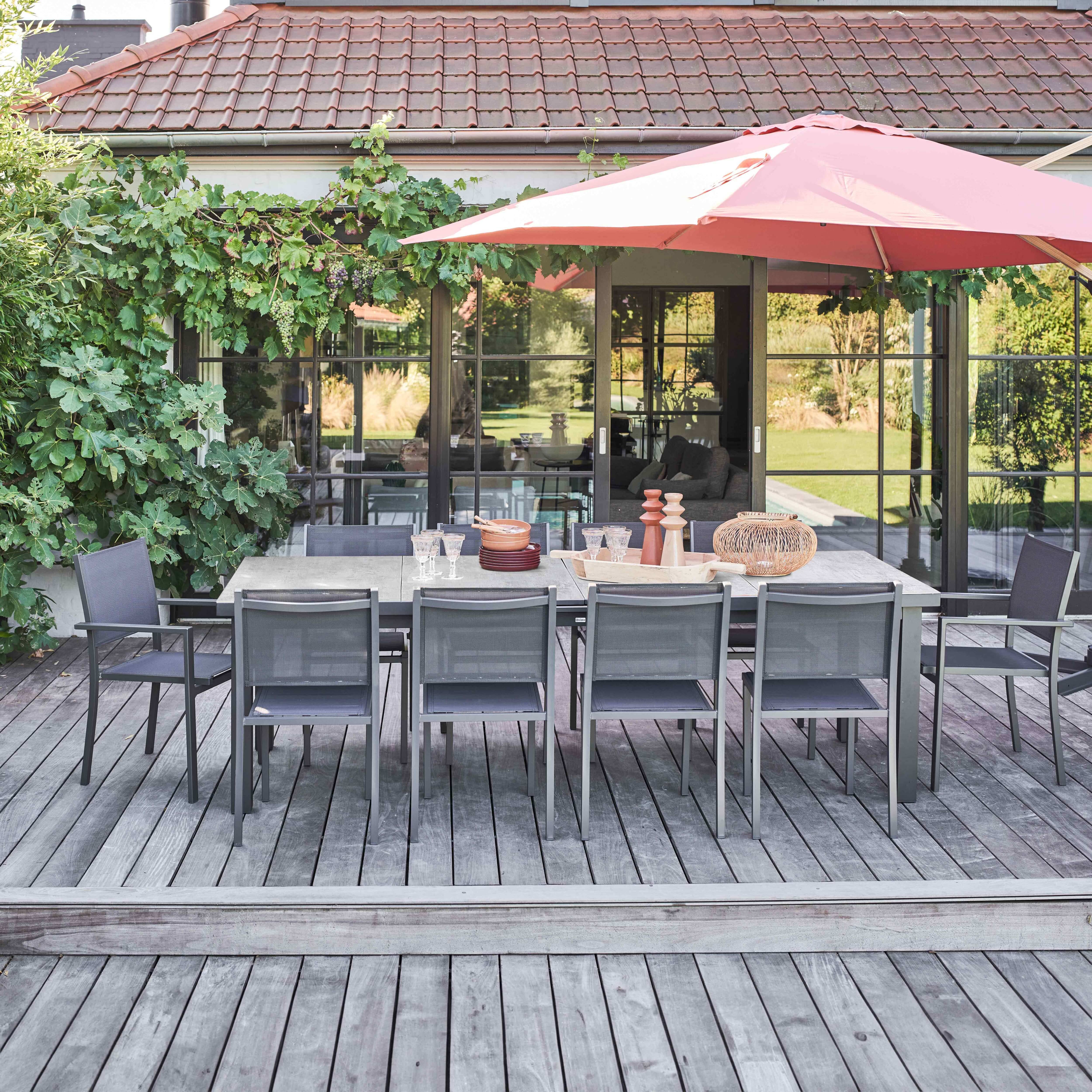 Oviala - Ensemble table de jardin avec 8 chaises et 2 fauteuils béton Melbourne - Oviala - Imagen 3