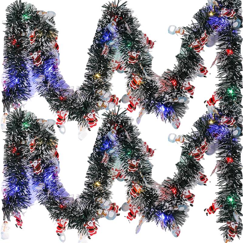 Lot de 2 Couronne de Noël à LED 10 m/32,8 pi avec 100 LED, vignes décoratives de Noël, convient pour portes,fenêtres et escaliers, lumière colorée (A) - Image 1
