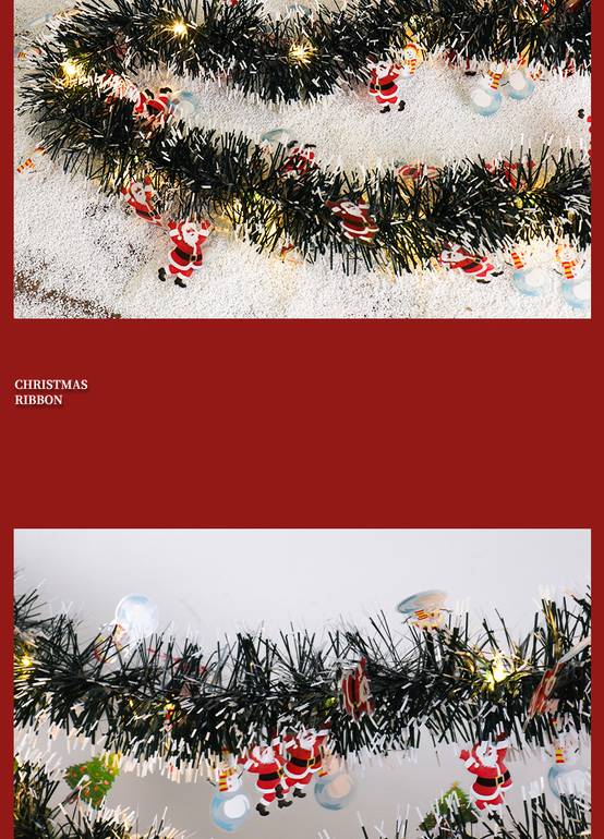 Lot de 2 Couronne de Noël à LED 10 m/32,8 pi avec 100 LED, vignes décoratives de Noël, convient pour portes,fenêtres et escaliers, lumière colorée (A) - Image 2